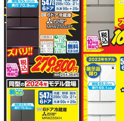 2024年3月冷蔵庫洗濯機処分チラシ